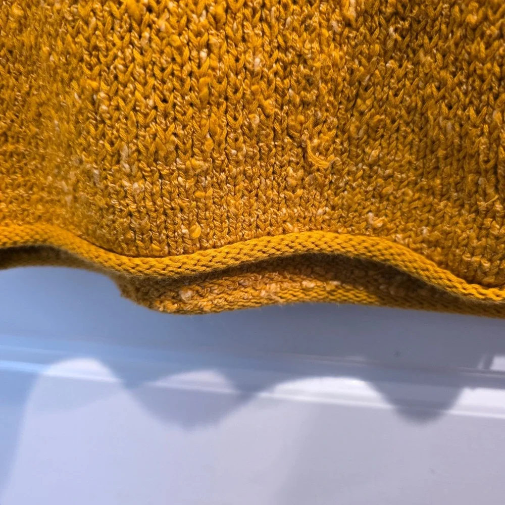 Free‎ People Textured Knit Sweater Mustard Yellow Cropped Boho Pullover Sz SP